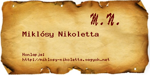 Miklósy Nikoletta névjegykártya
