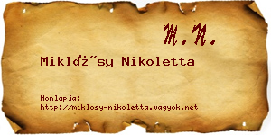 Miklósy Nikoletta névjegykártya